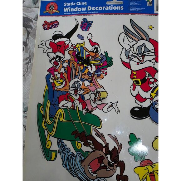 NOS Looney Tunes Taz Bugs Tweet Christmas Window Static Clings VINTAGE New 1998 - Picture 3 of 6